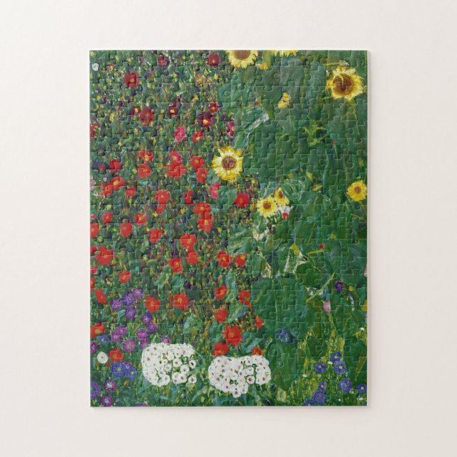 Gustav Klimt - trädgårdsskötsel med blommor Pussel (Vertikal)
