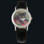 Gustav Klimt Tuxedo Cat Armbandsur<br><div class="desc">Se på en Gustav Klimt tuxedo-katt! Denna vackra svarta och vita kattunge ligger i fält av röda,  blå,  vita och orange blommor. En fantastisk-gåva till kattälskare och österrikiska konstentusiaster!</div>