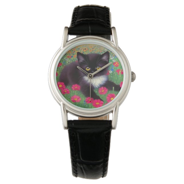 Gustav Klimt Tuxedo Cat Armbandsur (Framsida)