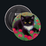 Gustav Klimt Tuxedo Cat Flasköppnare<br><div class="desc">Flaska-öppnare med Gustav Klimt tuxedo-katt! Denna vackra svarta och vita kattunge ligger i fält av röda,  blå,  vita och orange blommor. En fantastisk-gåva till kattälskare och österrikiska konstentusiaster!</div>