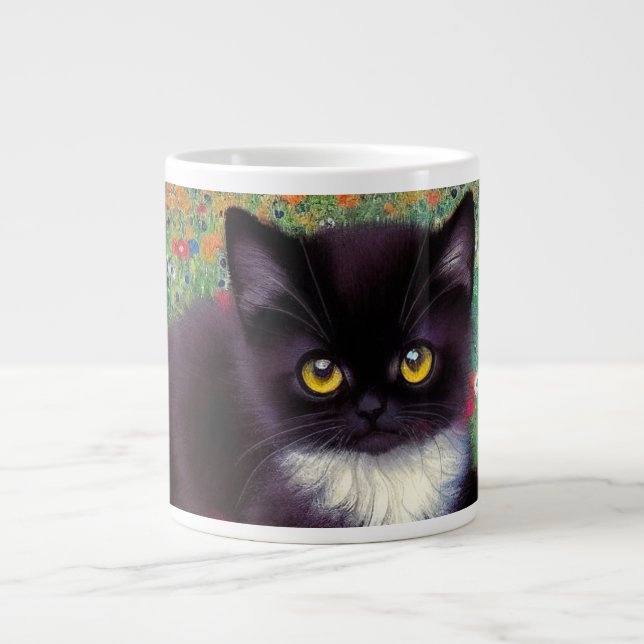 Gustav Klimt Tuxedo Cat Jumbo Mugg (Framsidan)