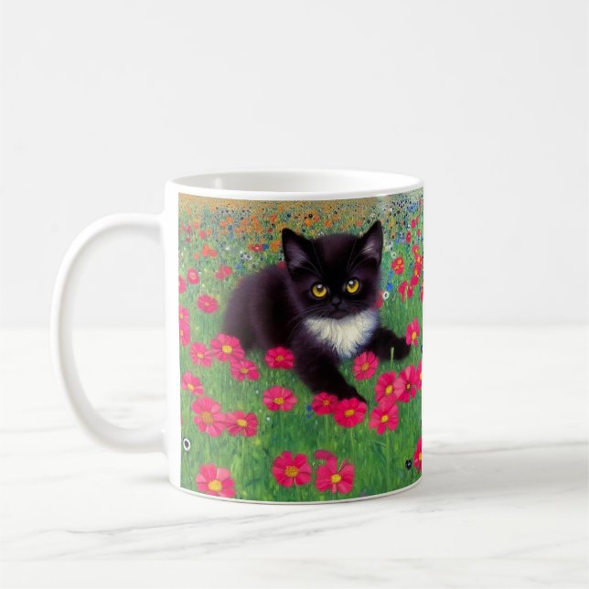 Gustav Klimt Tuxedo Cat Kaffemugg (Vänster)