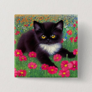 Gustav Klimt Tuxedo Cat Knapp