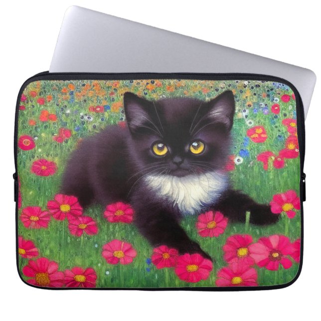 Gustav Klimt Tuxedo Cat Laptop Fodral (Framsidan)