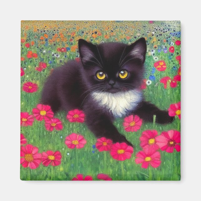 Gustav Klimt Tuxedo Cat Magnet (Framsidan)