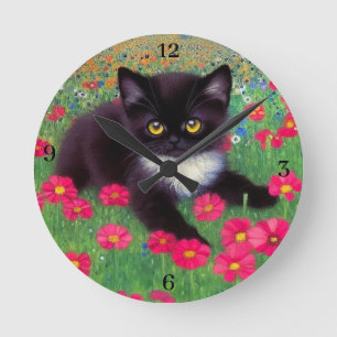 Gustav Klimt Tuxedo Cat med klocka
