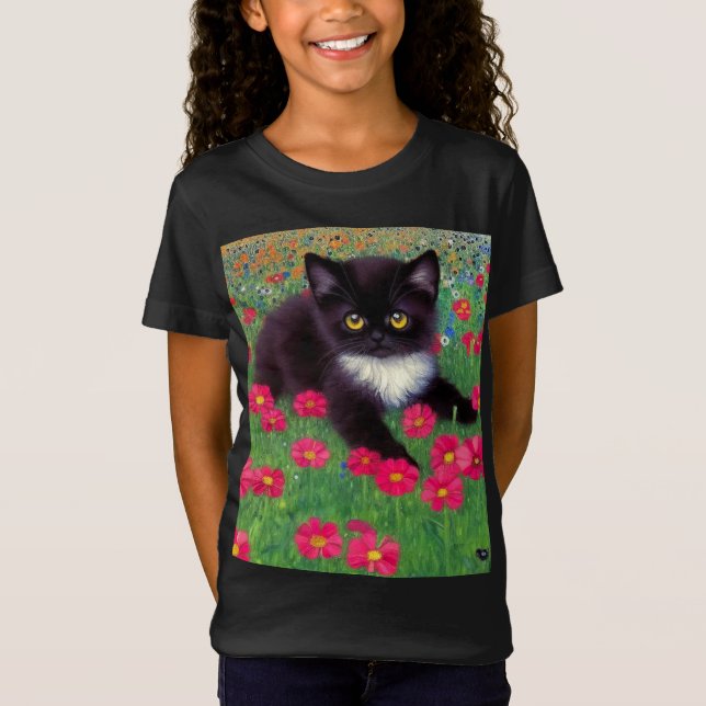 Gustav Klimt Tuxedo Cat T Shirt (Framsida)