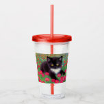 Gustav Klimt Tuxedo Cat Take Away Mugg<br><div class="desc">Akryltumlare med en Gustav Klimt tuxedo-katt! Denna vackra svarta och vita kattunge ligger i fält av röda,  blå,  vita och orange blommor. En fantastisk-gåva till kattälskare och österrikiska konstentusiaster!</div>