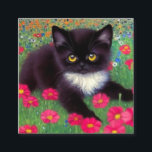 Gustav Klimt Tuxedo Cat Tilläggskort<br><div class="desc">Kort med Gustav Klimt tuxedo-katt! Denna vackra svarta och vita kattunge ligger i fält av röda,  blå,  vita och orange blommor. En fantastisk-gåva till kattälskare och österrikiska konstentusiaster!</div>