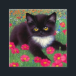 Gustav Klimt Tuxedo Cat Tilläggskort<br><div class="desc">Kort med Gustav Klimt tuxedo-katt! Denna vackra svarta och vita kattunge ligger i fält av röda,  blå,  vita och orange blommor. En fantastisk-gåva till kattälskare och österrikiska konstentusiaster!</div>
