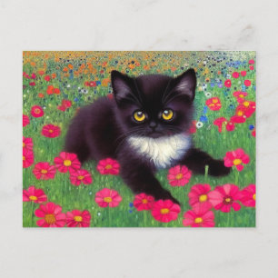 Gustav Klimt Tuxedo Cat Vykort