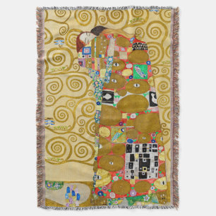 Gustav Klimt Uppfyllnad Nouveau Kärleksparet Filt