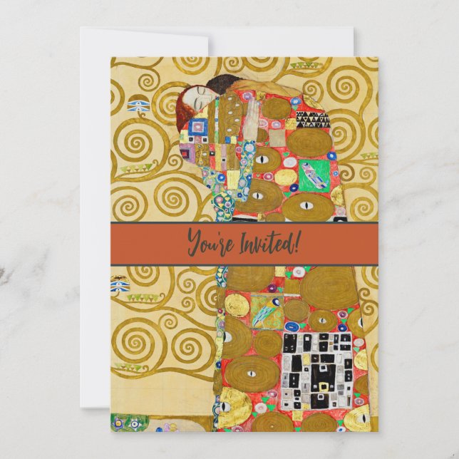 Gustav Klimt Uppfyllnad Nouveau Par Inbjudningar (Framsida)