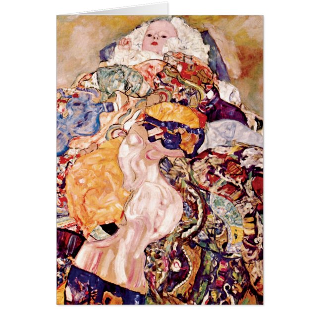 Gustav Klimt - Vaggan - Nyfödd Hälsningskort (Framsidan)