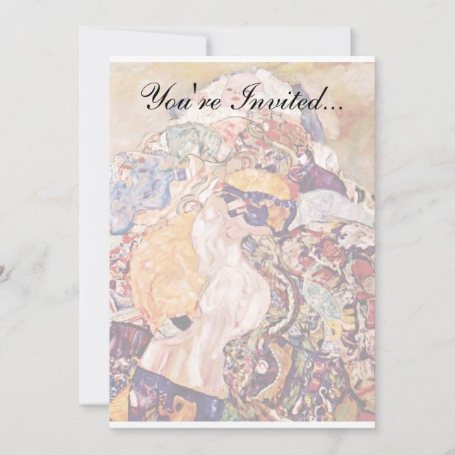 Gustav Klimt - Vaggan - Nyfödd Inbjudningar (Framsida)