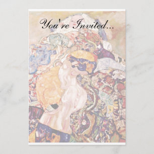 Gustav Klimt - Vaggan - Nyfödd Inbjudningar