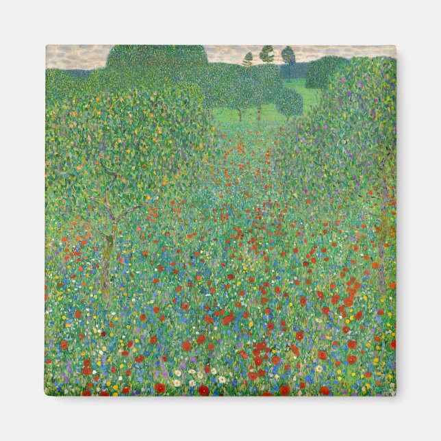 Gustav Klimt - Vallmo fält Magnet (Framsidan)