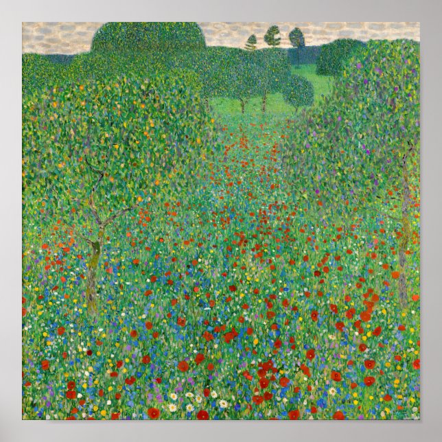 Gustav Klimt - Vallmoåkern Poster (Framsidan)