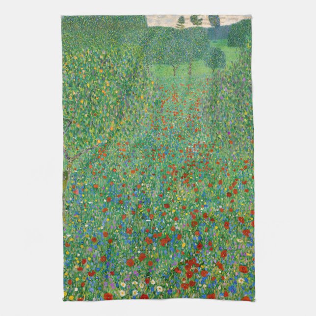 Gustav Klimt - Vallmofält Kökshandduk (Vertikal)