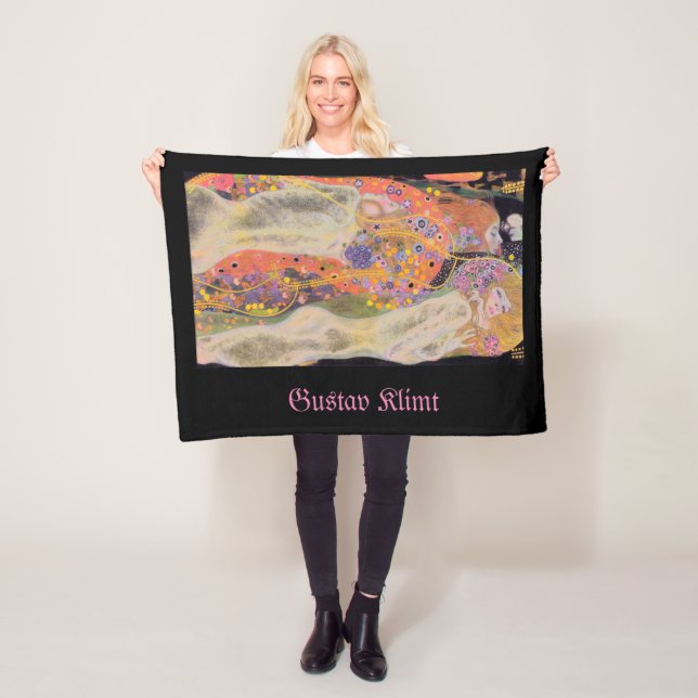 Gustav Klimt Vatten Serpents berömd målar Rosa Fleecefilt (På plats)