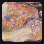 Gustav Klimt - Vatten-serpents II Fyrkantigt Klistermärke<br><div class="desc">Vatten Serpents II/Wasserschlangen II - Gustav Klimt,  Oil on canvas,  1904-1907</div>