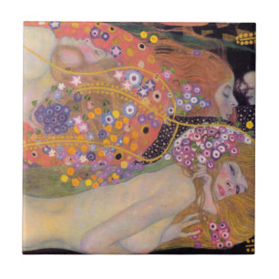 Gustav Klimt - Vatten-serpents II Kakelplatta