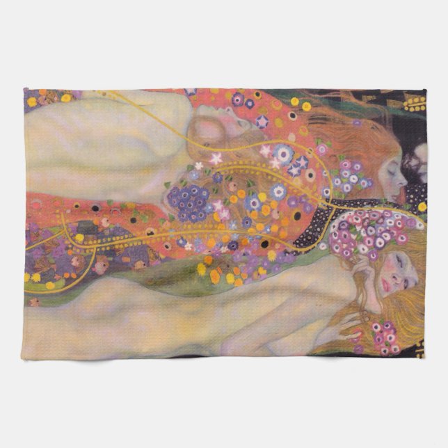 Gustav Klimt - Vatten-serpents II Kökshandduk (Horisontell)