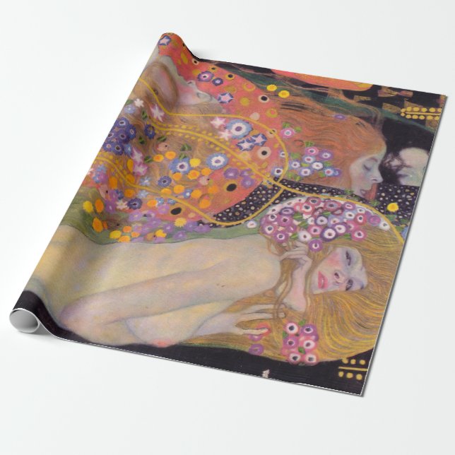 Gustav Klimt - Vatten-serpents II Presentpapper (Utrullad)