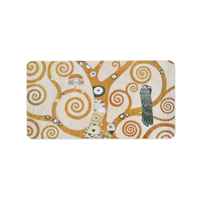 Gustav Klimt vid Livets träd Art nouveau Adressetikett (Framsidan)
