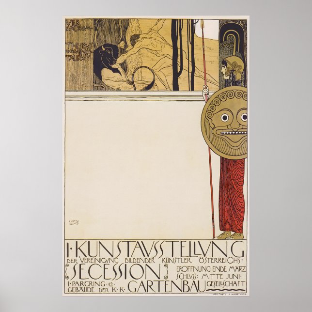 Gustav Klimt Vienna Secession Exhibition Art Print Poster (Framsidan)