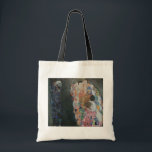 Gustav Klimt Vintage Art nouveau död och livstid Tygkasse<br><div class="desc">Död och livstid (1908) av Gustav Klimt är en vintage av bra av Viktorian Era Symbolism med två olika inslag, Life and Death. På den lämnat döden återges en klassisk grimbok med en slipande skalle, täckt i en mörk med en religiösa kor. På högerna finns en grupp huvudsakligen unga kvinnor...</div>
