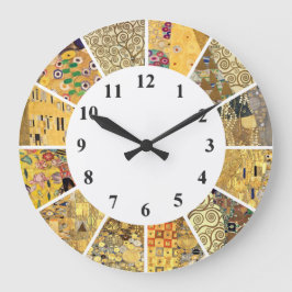 Gustav Klimt Wall Clock - Guld Mönster Art nouveau Stor Klocka