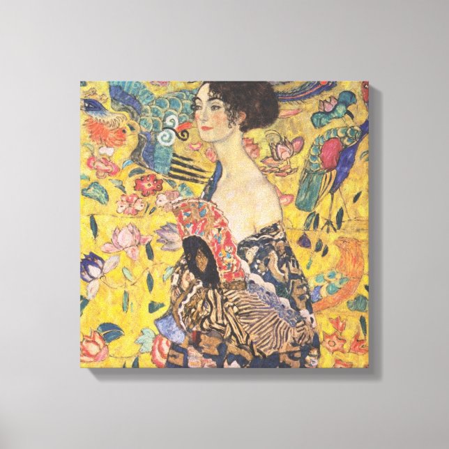 Gustav Klimt - Woman med fläkt Canvastryck (Framsida)
