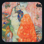 Gustav Klimt - Women Friends Fyrkantigt Klistermärke<br><div class="desc">Women Friends - Gustav Klimt,  Oil on Canvas,  1916-17 (destruerad 1945)</div>