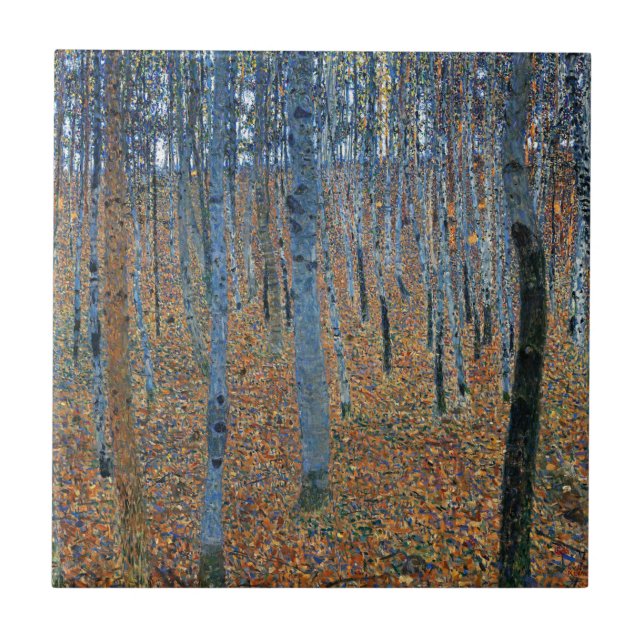 Gustav Klimts Beech Grove I - Digitalt Enhanced Kakelplatta (Framsidan)