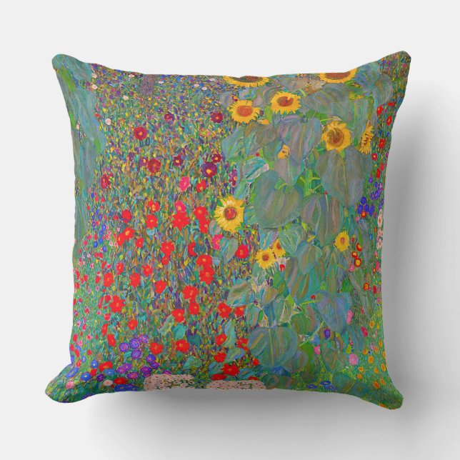 Gustav Klimts Farm Garden med solblommor Kudde (Framsida)