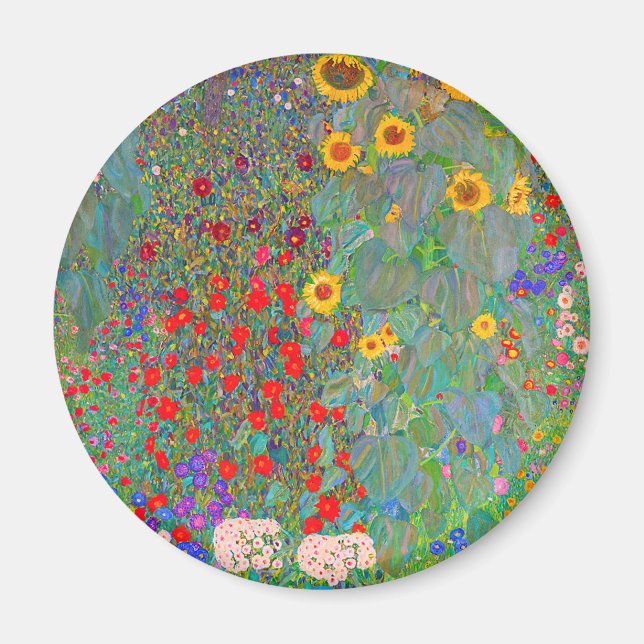Gustav Klimts Farm Garden med solblommor Magnet (Framsidan)