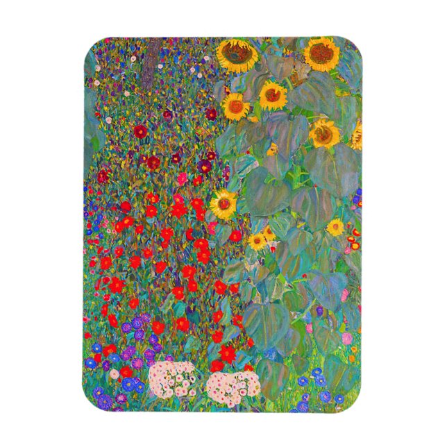 Gustav Klimts Farm Garden med solblommor Magnet (Vertikal)