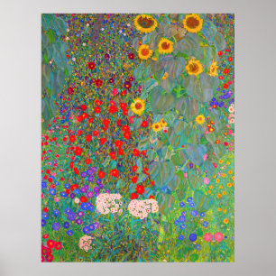 Gustav Klimts Farm Garden med solblommor Poster
