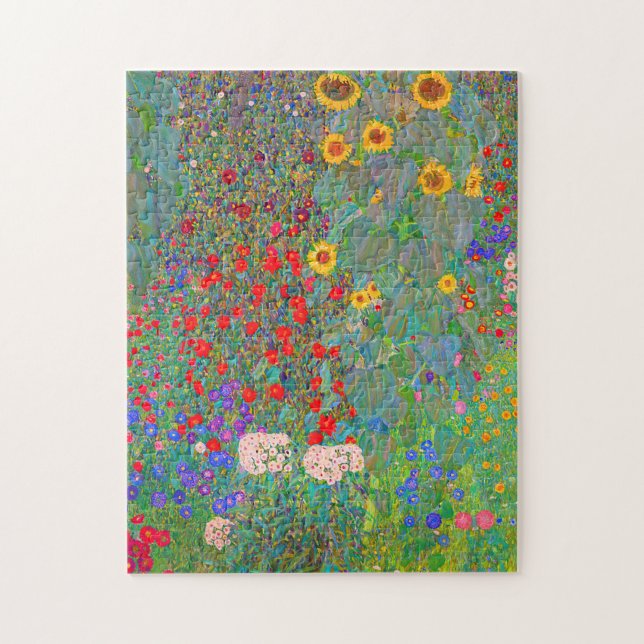 Gustav Klimts Farm Garden med solblommor Pussel (Vertikal)