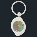 Gustav Klimts Farm Garden med solblommor Swirl Silverfärgad Nyckelring<br><div class="desc">Gustav Klimts Farm Garden med solblommor.</div>
