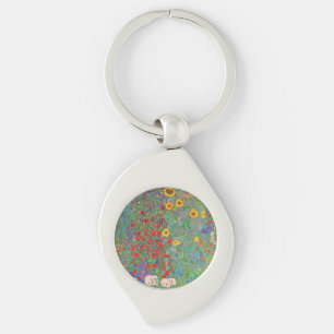 Gustav Klimts Farm Garden med solblommor Swirl Silverfärgad Nyckelring