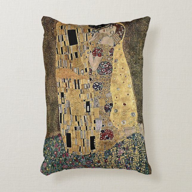 Gustav Klimts Kyssen (cirka 1908) Kuddöverdrag Prydnadskudde (Framsidan(Vertikal))