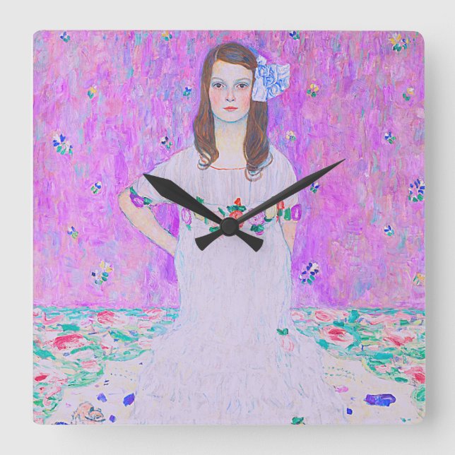 Gustav Klimts Mäda Primavesi-målning Fyrkantig Klocka (Framsida)