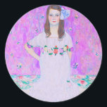 Gustav Klimts Mäda Primavesi-målning Runt Klistermärke<br><div class="desc">Gustav Klimts Mäda Primavesi målning Classic Round Sticker.</div>