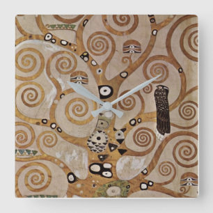 Gustav Klimts målning "Livets träd" (1909) Fyrkantig Klocka