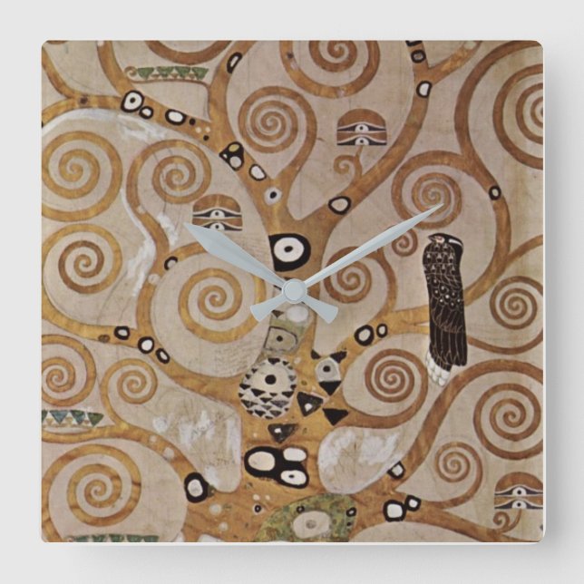 Gustav Klimts målning "Livets träd" (1909) Fyrkantig Klocka (Framsida)