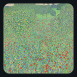 Gustav Klimts målning, Mohnfeld Fyrkantigt Klistermärke<br><div class="desc">Mohnfeld,  berömdens landskapsmålning av Gustav Klimt.</div>