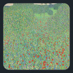 Gustav Klimts målning, Mohnfeld Fyrkantigt Klistermärke<br><div class="desc">Mohnfeld,  berömdens landskapsmålning av Gustav Klimt.</div>