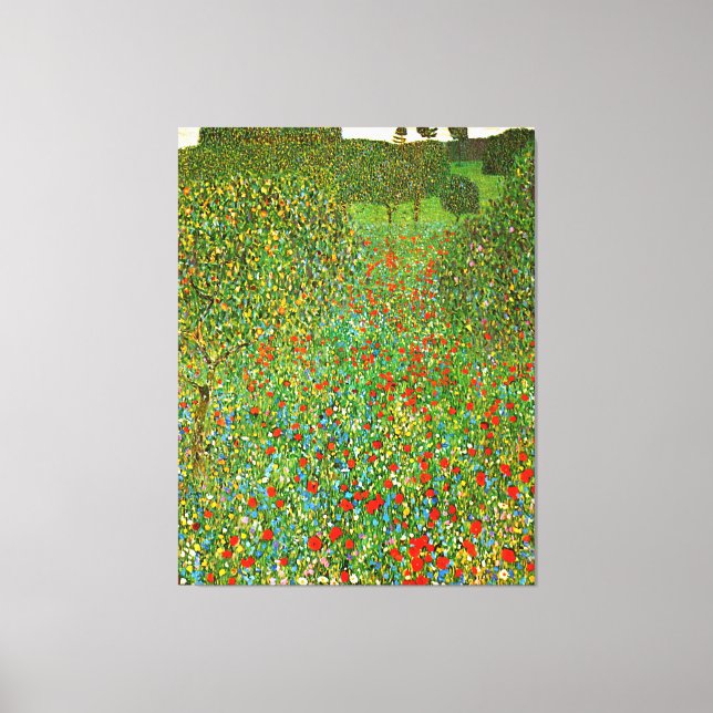 Gustav Klimt's Mohnfeld (1907) berömd tavla. Canvastryck (Framsida)